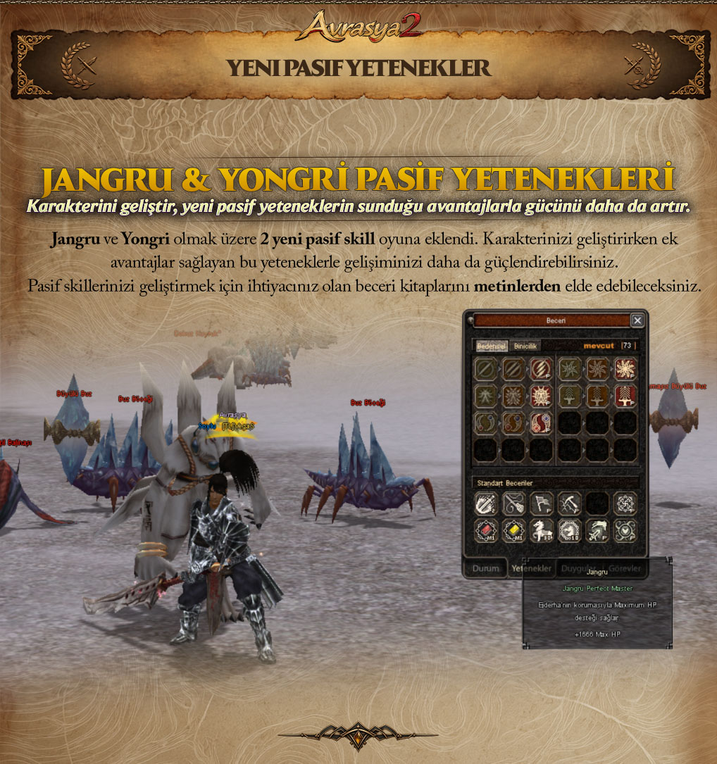 Avrasya2 tanıtım paneli: Jangru ve Yongri pasif yetenekleri