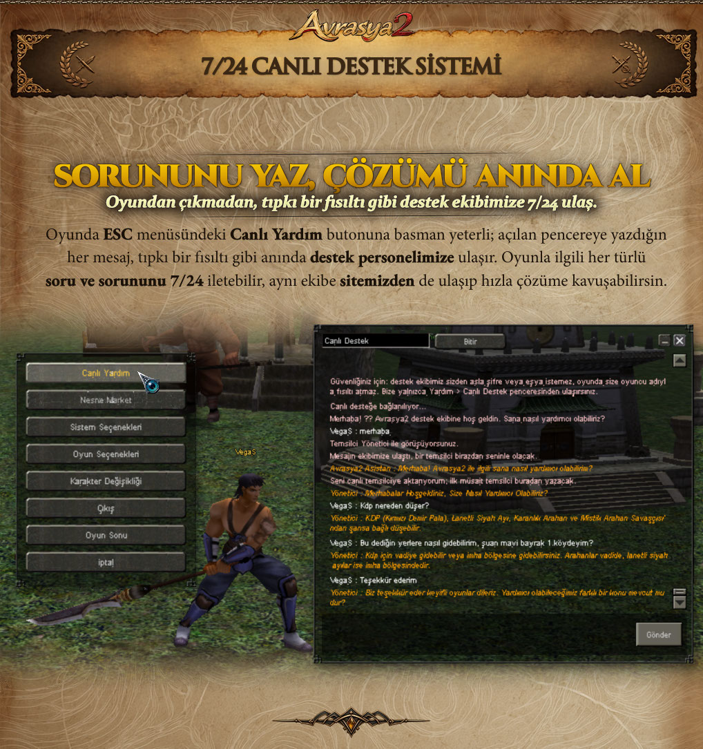 Avrasya2 tanıtım paneli: 7/24 canlı destek sistemi